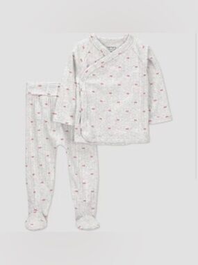 Carter's Heather Gray Pajama Set with Tiny Pink Dots